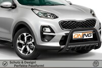 Frontbügel mit Unterbodenschutz für KIA Sportage 2018-2021 SCHWARZ 70mm Gutachten