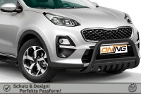 Frontbügel mit Unterfahrschutz für KIA Sportage 2018-2021 SCHWARZ 70mm Edelstahl Gutachten