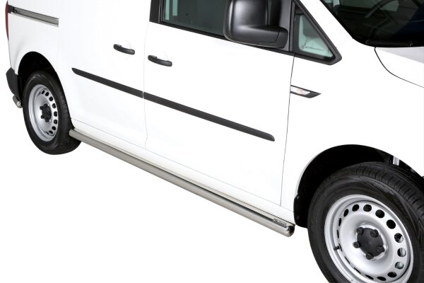 Schwellerrohre ohne Tritt für VW Caddy Bj.2015-2020 Edelstahl poliert Ø63mm TÜV