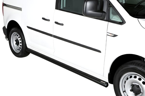 Schwellerrohre SCHWARZ ohne Tritt für VW Caddy Bj.2015-2020 Edelstahl Ø63mm TÜV