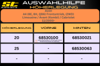 ST Höherlegung für Audi A4 8E 8H Limousine, Avant (Ø51mm) VA 20mm