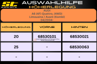 ST Höherlegung für Audi A6 4F Quattro 4WD Limousine / Avant Kombi VA 20mm