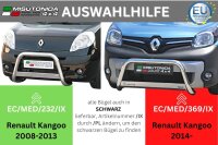 Frontbügel Edelstahl schwarz für Renault Kangoo 2008 - 2013 63mm mit Gutachten