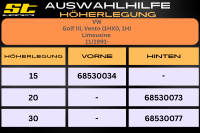 ST Höherlegung für VW Golf III Vento 1HX0 1H Limousine / VA 15mm