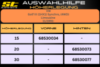 ST Höherlegung für VW Golf III 1HX1 Synchro 4WD Limousine / VA 15mm
