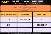 ST Höherlegung für VW Golf IV Frontantrieb 2WD Limousine, Variant Kombi VA 15mm