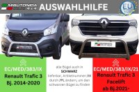 Frontbügel Edelstahl schwarz für Renault Trafic 3 2014 - 2020 Ø63mm mit Gutachten