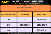 ST Höherlegung für VW Golf Sportsvan AUV VA 20mm