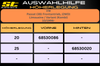 ST Höherlegung für VW Passat 3B Frontantrieb Limousine / Variant Kombi VA 20mm