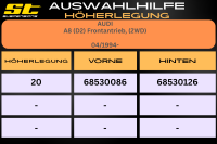 ST Höherlegung für Audi A8 D2 Frontantrieb, HA 20mm