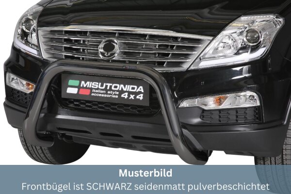 Frontbügel Edelstahl schwarz für Ssangyong Rexton W 2013 - 76mm mit Gutachten