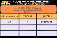 ST Höherlegung für Opel Astra G T98 Kombi Limousine Cabrio Caravan Kombi HA 15mm