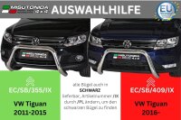 Frontbügel Edelstahl schwarz für VW Tiguan 5N Bj.2011-2015 Ø76mm mit Gutachten