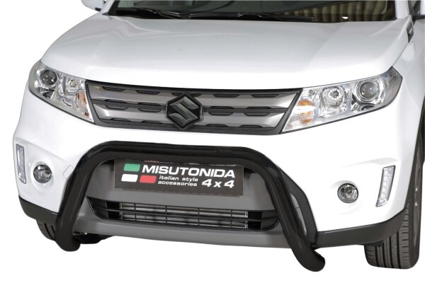 Frontbügel Edelstahl schwarz für Suzuki Vitara 2015 - 76mm mit Gutachten Frontschutzbügel