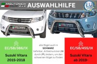 Frontbügel Edelstahl schwarz für Suzuki Vitara 2015 - 76mm mit Gutachten Frontschutzbügel