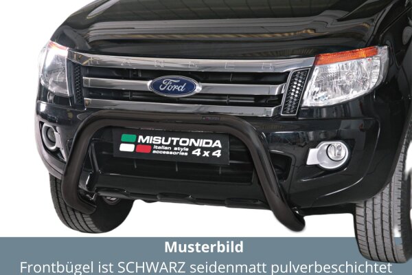 Frontbügel Edelstahl schwarz für Ford Ranger 2012 - 76mm mit Gutachten Frontschutzbügel