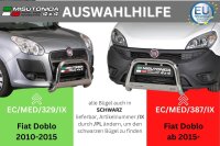 Frontbügel Edelstahl schwarz für Fiat Doblo 2015 - 63mm mit Gutachten Frontschutzbügel