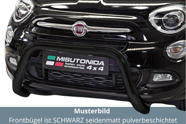 Frontbügel Edelstahl schwarz für Fiat 500X 2013-2018 76mm mit Gutachten Frontschutzbügel