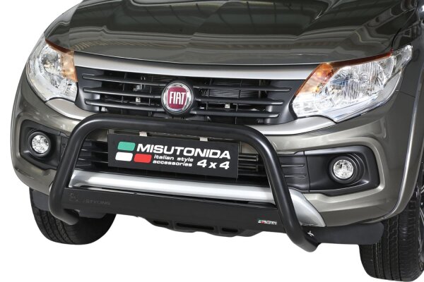Frontbügel Edelstahl schwarz für Fiat Fullback Bj.2016 - Ø63mm mit Gutachten