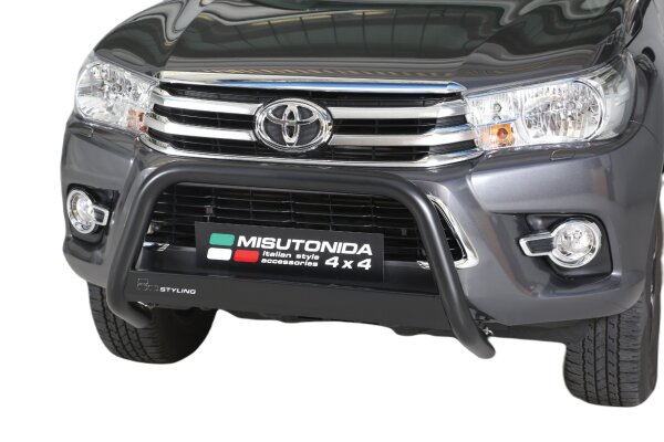 Frontbügel Edelstahl schwarz für Toyota Hilux 2016 - 63mm mit Gutachten Frontschutzbügel