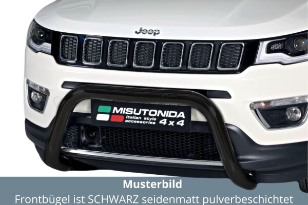 Frontbügel Edelstahl schwarz für Jeep Compass ab 2017 76mm mit Gutachten Frontschutzbügel