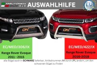 Frontbügel Edelstahl schwarz für Range Rover Evoque 2016-2019 Ø63mm mit Gutachten