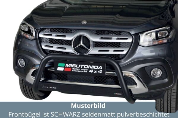 Frontbügel Edelstahl schwarz für Mercedes X-Klasse 470 Bj. 2017- Ø63mm mit Gutachten