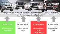 Frontbügel Edelstahl schwarz für Nissan Navara D231 ab 2016 76mm mit Gutachten