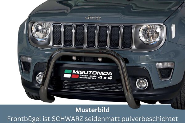 Frontbügel Edelstahl schwarz für Jeep Renegade ab 2018 76mm m. mit Gutachten