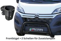 Frontbügel Edelstahl schwarz für Citroen Jumper Maxi 2014- 63mm mit Gutachten + Lampenhalter
