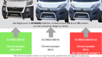 Frontbügel Edelstahl schwarz für Citroen Jumper Maxi 2014- 63mm mit Gutachten + Lampenhalter