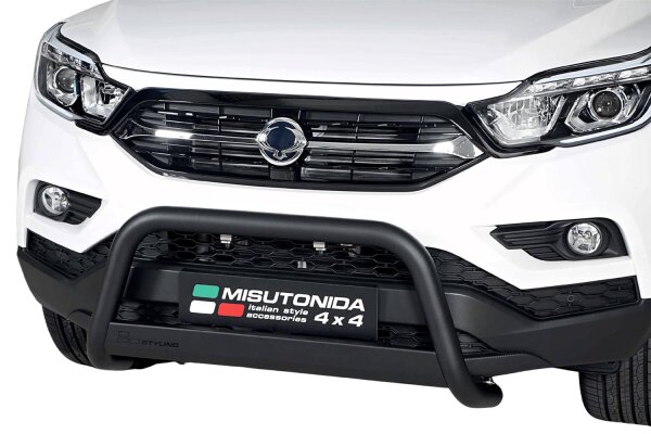 Frontbügel Edelstahl schwarz für Ssangyong Rexton & Musso 2018 - 63mm EG-mit Gutachten