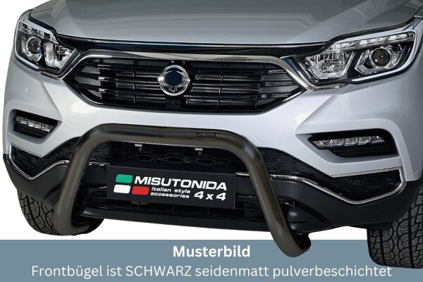 Frontbügel Edelstahl schwarz für Ssangyong Rexton & Musso 2018 - 76mm EG-mit Gutachten