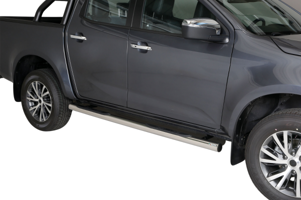 Schwellerrohre mit Tritt für ISUZU D-Max Bj.2024- Doppelkabine V2A Ø76mm mit TÜV