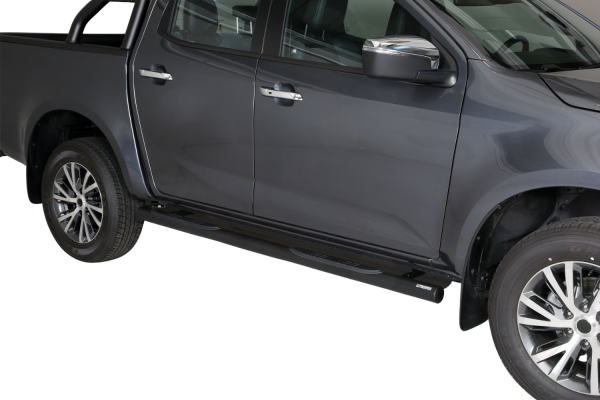 Schwellerrohre mit Tritt SCHWARZ für ISUZU D-Max Bj.2024- Doppelkabine V2A TÜV