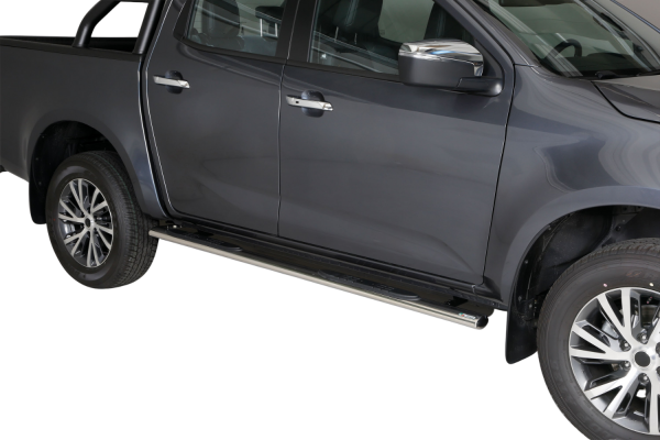 Schwellerrohre oval mit Tritt für ISUZU D-Max Bj.2024- Doppelkabine V2A mit TÜV