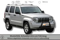 Schwellerrohre SCHWARZ oval mit Tritt für Jeep Cherokee KK Bj.08- Edelstahl mit TÜV