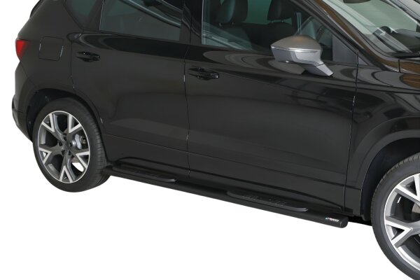 Schwellerrohre SCHWARZ oval mit Tritt für SEAT Ateca ab Bj. 21- Edelstahl mit TÜV