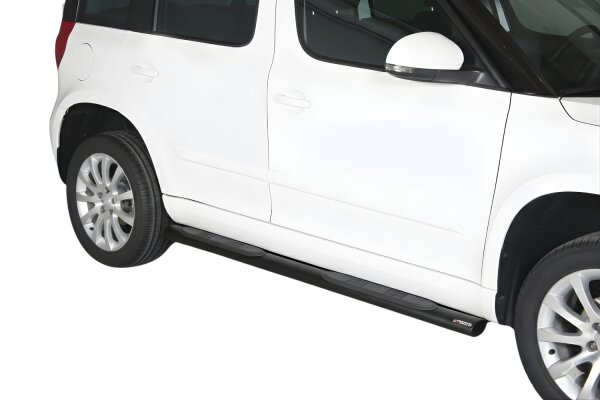 Schwellerrohre oval mit Tritt SCHWARZ für SKODA Yeti 5L 2014> Edelstahl mit TÜV