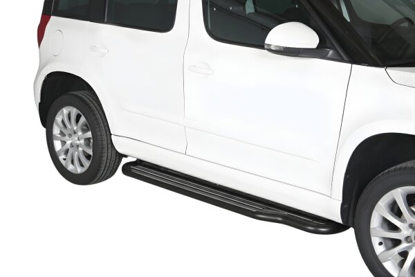 Trittbretter SCHWARZ für SKODA Yeti 5L 2014> Edelstahl Ø50mm mit TÜV