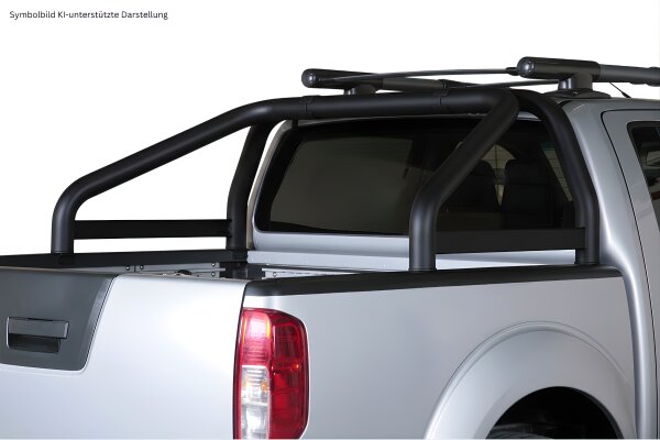 Überrollbügel SCHWARZ MATT für NISSAN Navara D40 V6 Double Cab (Doppelkabine) 2010 > Ø 76 mm Edelstahl V2A TÜV Teilegutachten