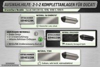 SilMotor 2-1-2 Komplettanlage oval VA gebürstet , mit Kohlefaser-Endkappen für DUCATI 848 / 1098/R/S mit Kat (Euro 3)