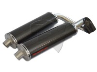 SilMotor Slip-on Auspuffpaar oval Kohlefaser für DUCATI 748 Bip./Strada/S/SP/SPS + 916 Bip./Strada/S/Senna I/II/III + 996 Biposto + 998 (Flache Ölwanne!)