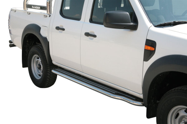 Trittbretter Schwellerrohre für FORD Ranger Doppelkabine 2009-11 Edelstahl Ø50mm