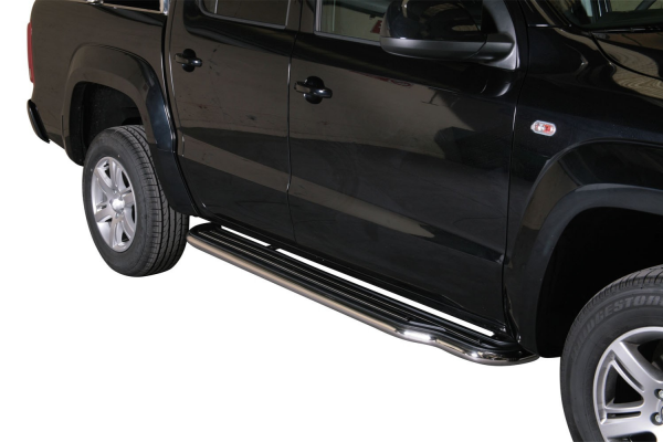Trittbretter Schwellerrohre für VOLKSWAGEN Amarok 2H 2010> Edelstahl Ø50mm TÜV