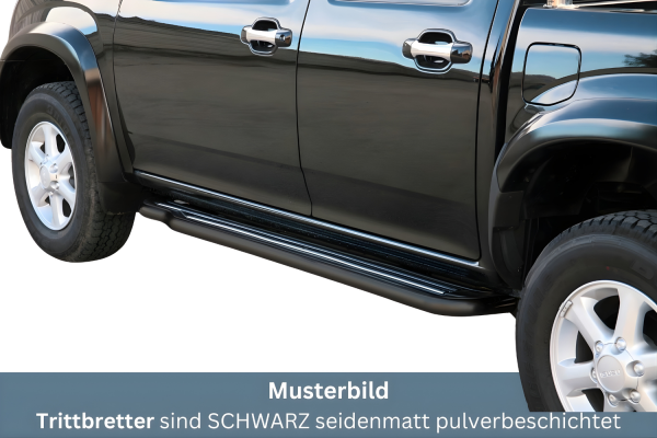 Trittbretter SCHWARZ für ISUZU D-Max Doppelkabine TF 2007-12 Edelstahl mit TÜV