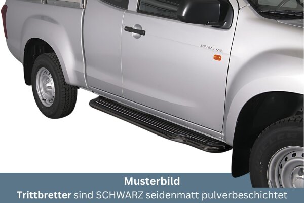Trittbretter SCHWARZ für ISUZU D-Max Space Cab 2012 - 2019 Edelstahl Ø50mm mit TÜV