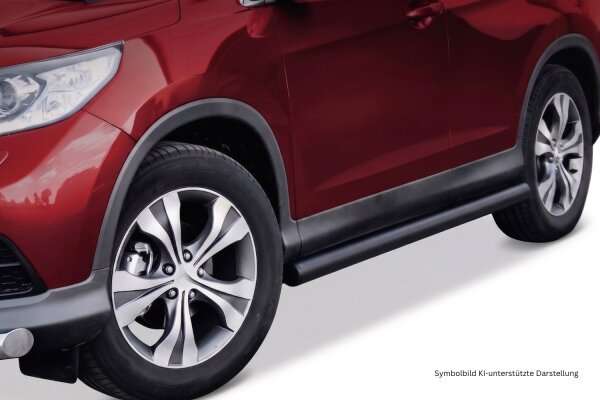 Schwellerrohre Schwarz Matt passend für HONDA CRV RE5 RE6 2012 -| 60 mm Edelstahl TÜV