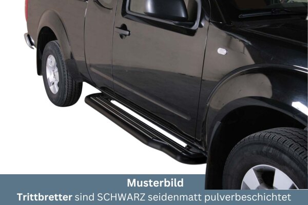 Trittbretter SCHWARZ für NISSAN Navara D40 King Cab 2005> Edelstahl mit TÜV