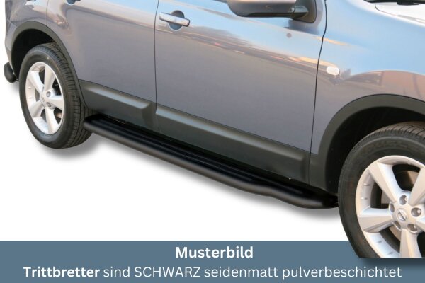 Trittbretter SCHWARZ für NISSAN Qashqai +2 J10 2008> Edelstahl Ø50mm mit TÜV